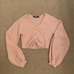 Zaful pink cinched sweater